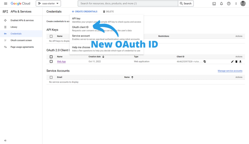 Creating OAuth ID